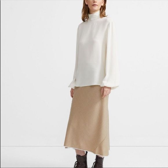 Theory Mock Neck Silk Top Sz S - Picture 2 of 8